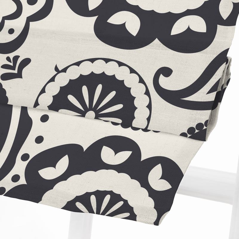 商品Alt模板：STELLA Paisley Print Polyester Linen Room Darkening Roman Shade - xtest