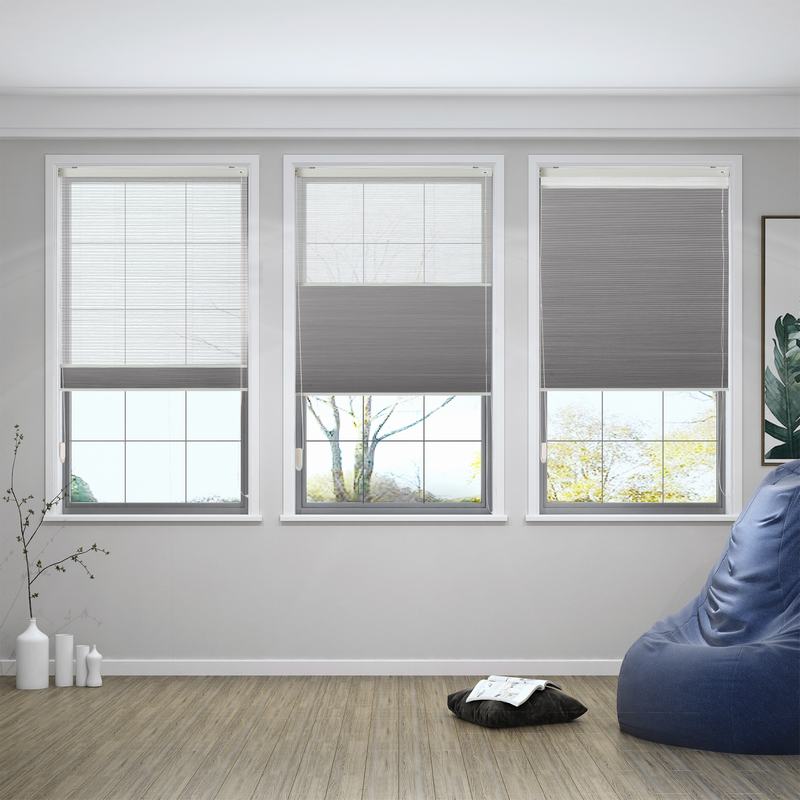 商品Alt模板：REID Cord Lift Blackout TriShades Day/Night Honeycomb Shade White Sheer - xtest