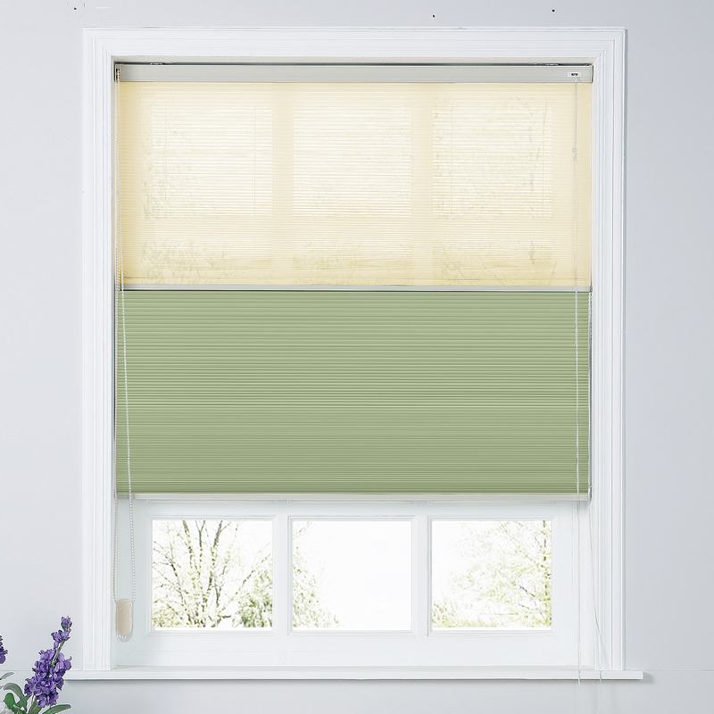 商品Alt模板：REVA Cord Lift Blackout TriShades Day/Night Honeycomb Shade with White Backing Beige Sheer - xtest