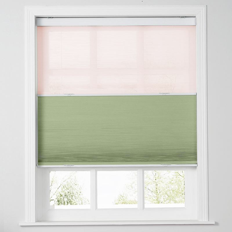 商品Alt模板：RAVEN Cordless Blackout TriShades Day/Night Honeycomb Shade with White Backing Pink Sheer - xtest