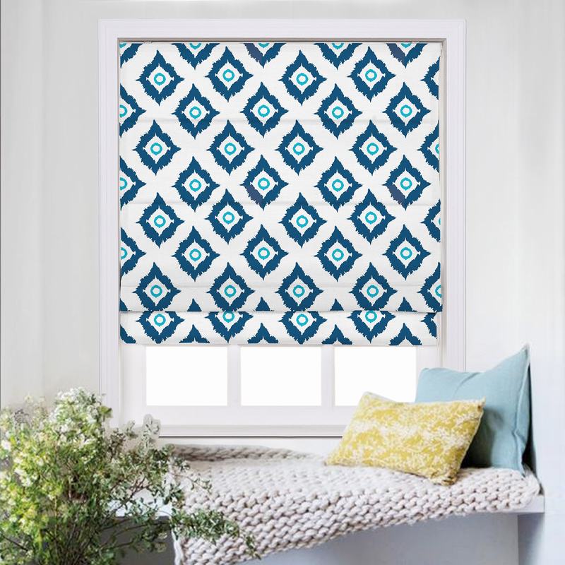 商品Alt模板：MARIAN Abstract Print Polyester Linen Room Darkening Roman Shade - xtest