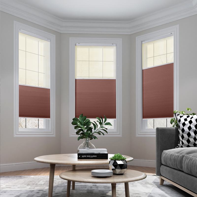 商品Alt模板：RUTH Cordless Blackout TriShades Day/Night Honeycomb Shade with White Backing Beige Sheer - xtest