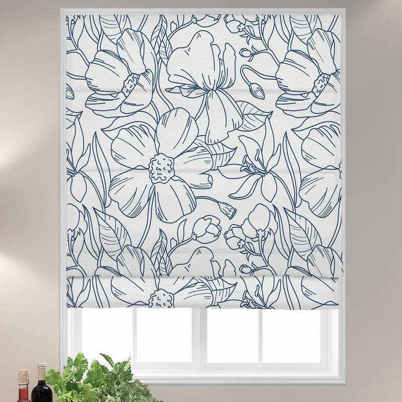 商品Alt模板：EMMA Floral Botanical Print Polyester Linen Room Darkening Roman Shade - xtest