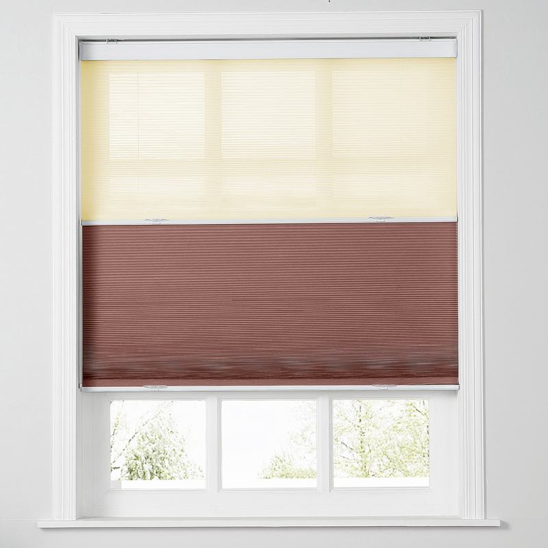 商品Alt模板：RUTH Cordless Blackout TriShades Day/Night Honeycomb Shade with White Backing Beige Sheer - xtest