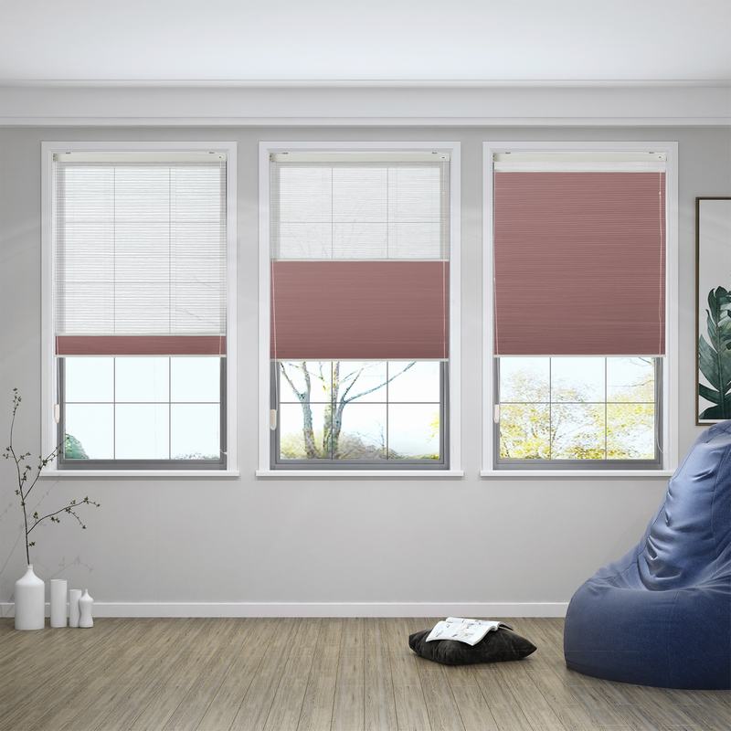 商品Alt模板：RALPH Cord Lift Blackout TriShades Day/Night Honeycomb Shade with White Backing White Sheer - xtest