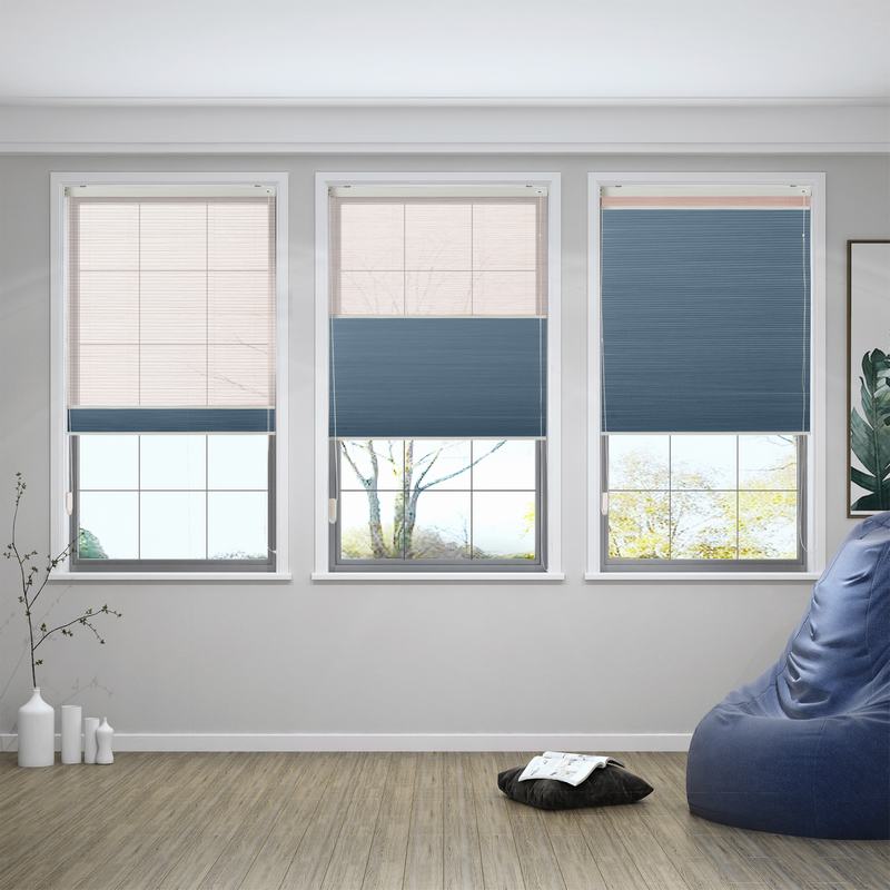商品Alt模板：RINO Cord Lift Blackout TriShades Day/Night Honeycomb Shade Pink Sheer - xtest